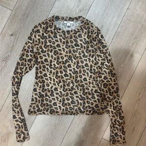Animal Print Long Sleeve Top - Leopard Pattern